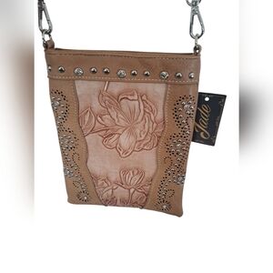 NWT crossbody bag tan with embellishments